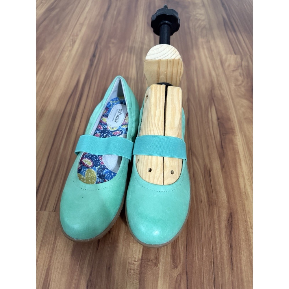 Softwalk High Point S1466-338 Womens Green Narrow Mary Jane Flats Shoes